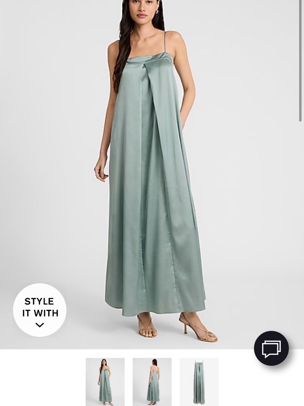 Express Satin Maxi Slip Skirt in Sage Green